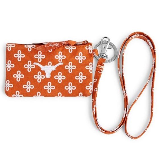 Vera Bradley University of Texas Zip ID and Lanyard, Orange, White - Picture 1 of 2